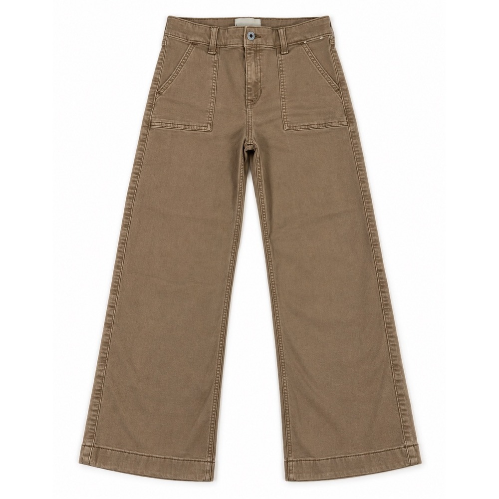 Abercrombie Kids High Rise Wide Leg Brown Pants 13/14 Short Adjustable Waist